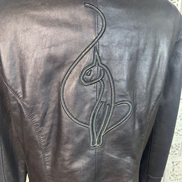 Baby Phat Soft Black Leather Moto Grunge Buckle Zip Up Jacket Sz Large - Picture 7 of 11